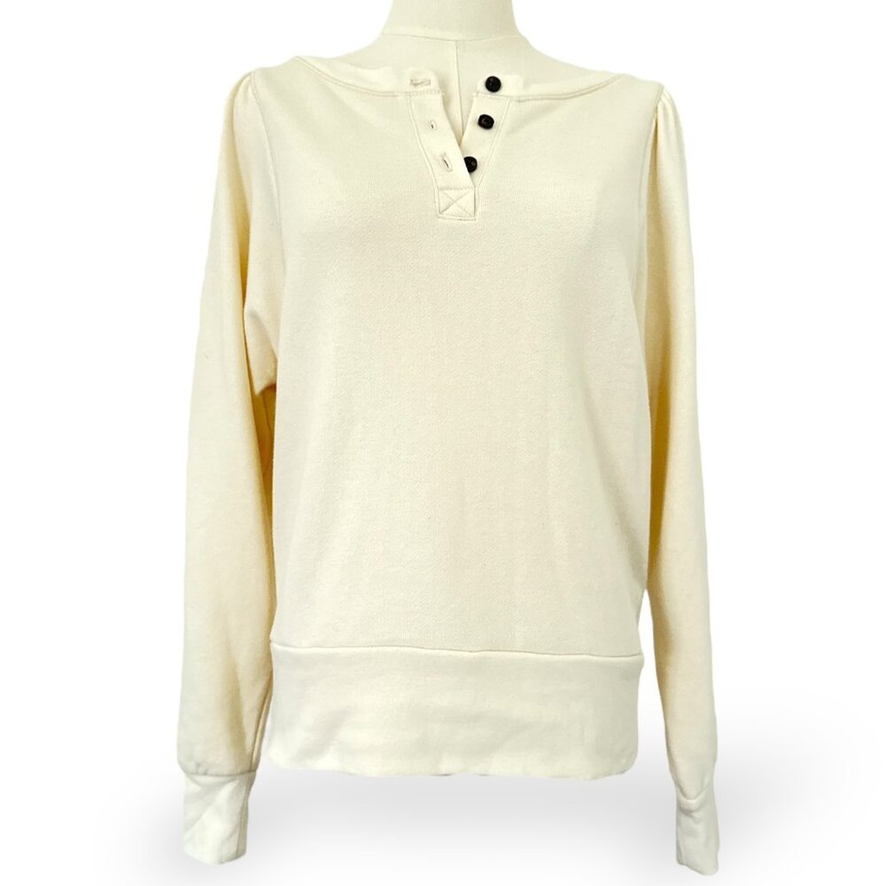 MADEWELL‎ Henley Wm Sz XS Comfy Long Puff Sleeve Sweatshirt Creme